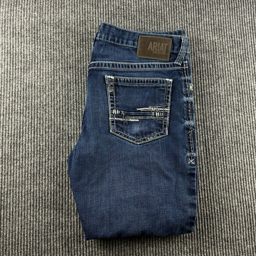Ariat M4 Low Rise Boot Cut Jeans Mens 34x30 Medium Wash Relaxed Western Denim